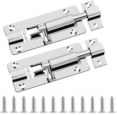 Dailygoods - Set van 2 Roestvrijstalen Deurvergrendelingen met Schroeven