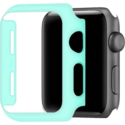 Telefoonglaasje Hoesje - Geschikt voor Apple Watch 1\ Apple Watch 2\ Apple Watch 3 - Kunststof - 38mm - Lichtblauw