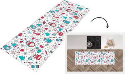 Keukenloper - Loper keuken - Patronen - Uil - Kerst - 150x50 cm - Keukenloper vinyl