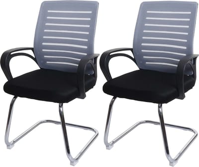 Set van 2 conferentiestoelen MCW-K51, bezoekersstoel sledemodel, 150 kg draagvermogen stof/textiel ~ grijs