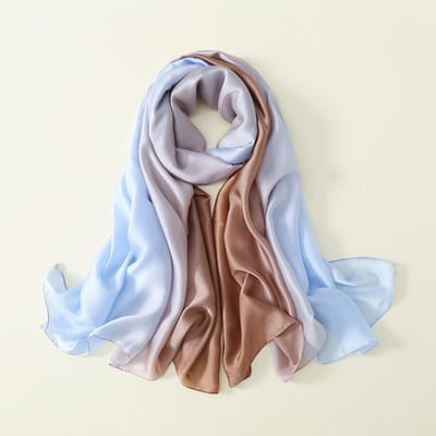 Luxe Effen Kleur Verloop Zijden Sjaal Dames Mode Luxe Sjaals En Wraps Strand Vrouwelijke Foulard Bovenkanten gray