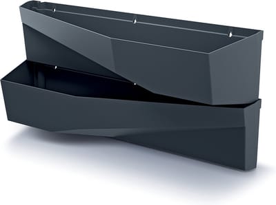 Prosperplast Hangende Plantenbakken - set van 2x - kunststof - verticale tuin - L78 x B19 x H35 cm - antraciet grijs