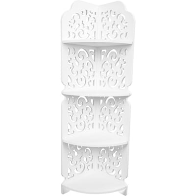4-Laags Wandmontage Hoekplank Planken Display Gesneden Vochtbestendig Unit Badkamer white