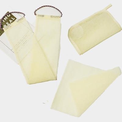 Set van 3 Lange Exfoliërende Douche Netten voor Lichaam en Gezicht