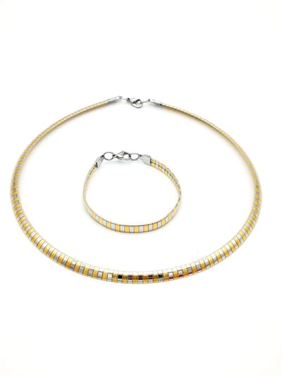 RVS - rond - Omega - set - ketting 45 cm - armband 19 cm - Br 6mm biocolor – Moederdag - verjaardag – trouwdag – geschenk.