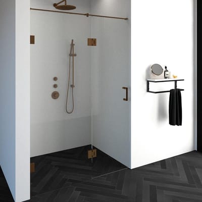 Brauer Void - Nisdeur - 2-Delig - Helder Glas - 150 x 200 cm - Omkeerbaar - met Draaideur 70 cm - Aan Glas - incl. Glascoating - PVD Koper