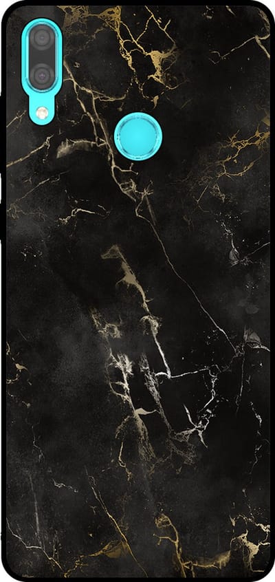 Smartphonica Telefoonhoesje Geschikt voor Huawei Y7 (2019) met marmer opdruk - TPU backcover case black marble design - Zwart geschikt voor Huawei Y7 (2019)