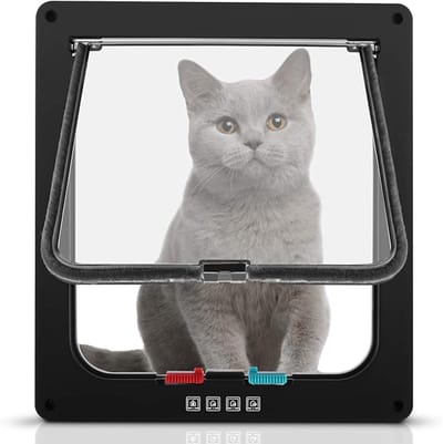 PolkaHome® Kattenluik met tunnel - Kattenluiken, Kattenluikje, Kattendeur Binnen & Buiten deuren (20 x 19 x 2.1cm) - Hondenluik - Geschikt voor Katten en Kleine Honden - Eenvoudig te Installeren & Afsluitbaar