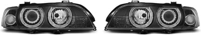Koplampen dual halo rims BMW E39 09 95-06 03 ANGEL EYES H7/H7 ZWART