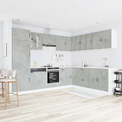 vidaXL - 14-delige - Keukenkastenset - Porto - bewerkt - hout - betongrijs