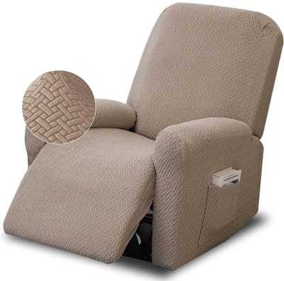 Dailygoods- Stoelhoes 4-delig - Relaxstoel - Sofahoezen - Elastische Massagestoelhoes - Gesplitst Ontwerp - Polyester Grijsbruin - Meubelbekleding