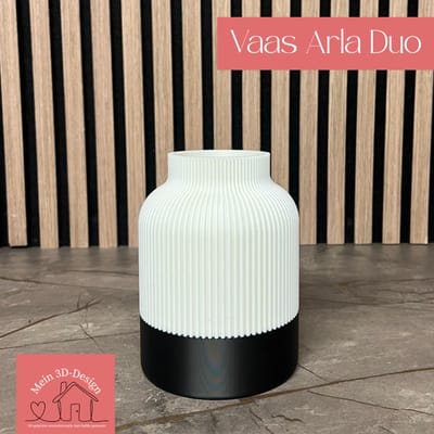 Vaas Arla Duo - Japandi style - 3D geprint - Kunstbloemen - Legobloemen