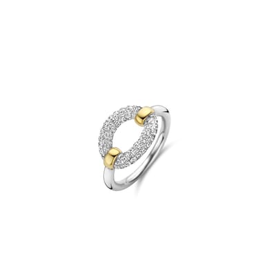 TI SENTO Dames Ring - 925 zilver - Zirkonia met geel verguld - Maat 17.25 mm / maat 54 - 12293ZY