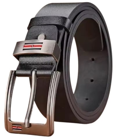 zwarte heren riem met zilverkleurige gesp - broekriem voor mannen - PU-lederen broekriem zwart - 120 cm broeksriem van PU-leer - zwarte broeksriem met gaatjes