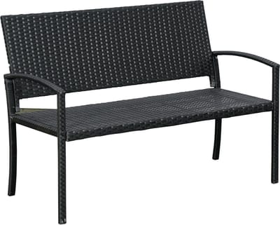 Outsunny tuinbank - polyrotan - 2-Zits - zwart