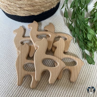 Houten Bijtring | Alpaca | Hout | Dieren | Hobby | DIY | Ringen | Kralen | Baby Shower | Kinderkamer | Fopspeen | Baby Mobiel | Cadeau idee | Doe het zelf | Baby | 100%  Onbewerkt | TheOldOmen |
