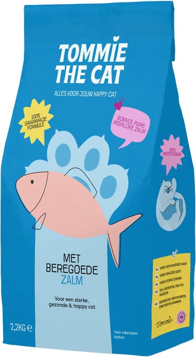 Tommie the Cat - 100% graanvrije kattenbrokken - kattenvoer droogvoer - bomvol verse zalm - 1 zak - 2kg