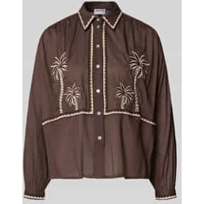 Regular fit overhemdblouse met florale stitching
