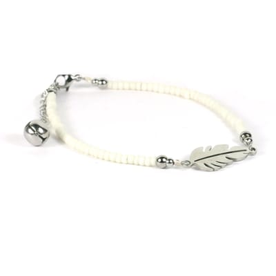 Heaven Eleven - dames - Enkelbandjes - glas - wit - 1mm - verstelbaar 23cm + 4 cm