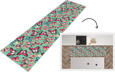 Keukenloper - Loper keuken - Vlinders - Patronen - Lente - 200x50 cm - Keukenloper vinyl