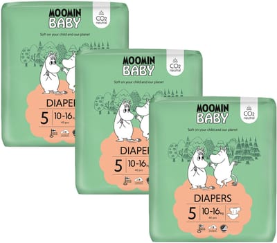 Muumi Baby Eco Luiers - Maat 5 - 10-16 kg - 120 stuks - Parfumvrij - Voor de gevoelige huid - Anti-allergisch