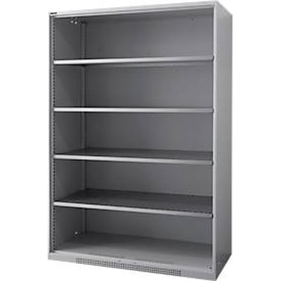 Schäfer Shop Genius FS vakkenkast, plaatstaal, met ventilatiegaten, B 1343 x D 620 x H 1950 mm, 5 OH, alu wit, tot 750 kg