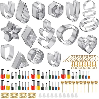 Collection de Découpoirs pour Boucles d'Oreilles en Argile Polymère Acier Inoxydable Découpoirs pour Boucles d'Oreilles en Argile avec Attaches pour Boucles d'Oreilles et Anneaux de Jonction Accessoires Bricolage Polymère