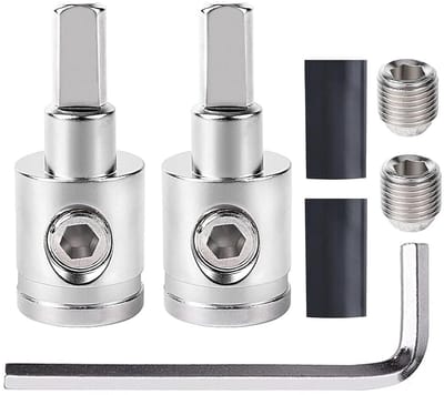 Dailygoods- Verloopstuk 1/0 naar 4 meter - 2 stuks - Car Audio Adapter - Messing met Vernikkeld - Hoge Kwaliteit - Eenvoudige Installatie - Draadadapter
