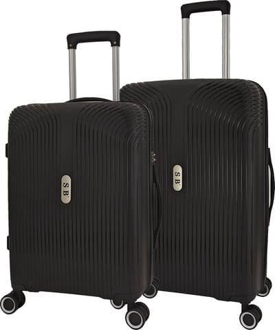 SB Travelbags 2 delige bagage kofferset 4 dubbele wielen trolley - Zwart - 65cm/55cm - TSA slot