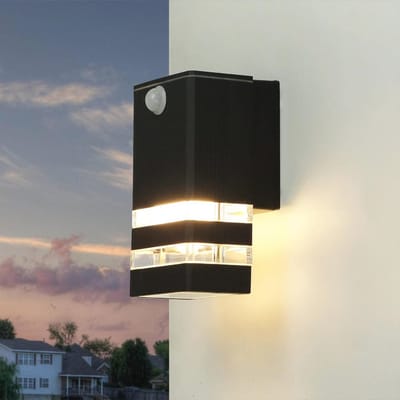 Buitenwandlamp met Bewegingsmelder en Sensor - IP54 Tuinlamp voor Balkon en Buiten - E27 Max 40W - Moderne Aluminium Lamp