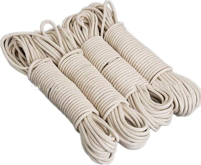 Katoenen Touw - Halyardtouw Vlaggenmast - Buiten Knippen Binden - Duurzaam Gevlochten Materiaal - 100 meter - Beige