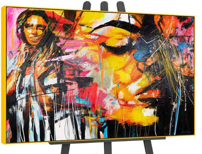 Canvas schilderij groot handgeschilderd kleursymfonie abstract uitbundig – YS-Art Gallery – Uitbundige wanddecoratie voor woonkamer – Modern schilderij voor hal en kantoor