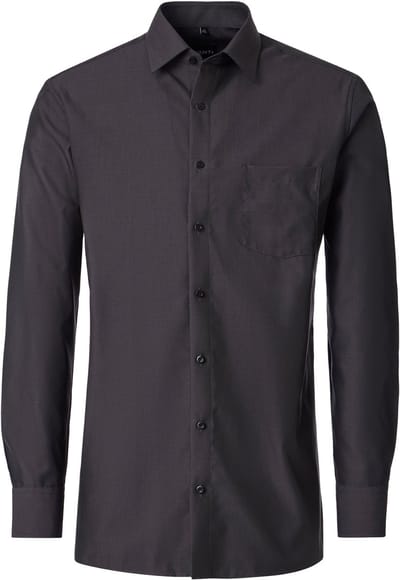 VENTI CASA MODA comfort fit overhemd - structuur - grijs - Strijkvrij - Boordmaat: 52