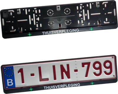 Nummerplaathouder THUISVERPLEGING ABS voor nummerplaat 520x110mm BELGIË‎‎‎‎‎‎‎‎