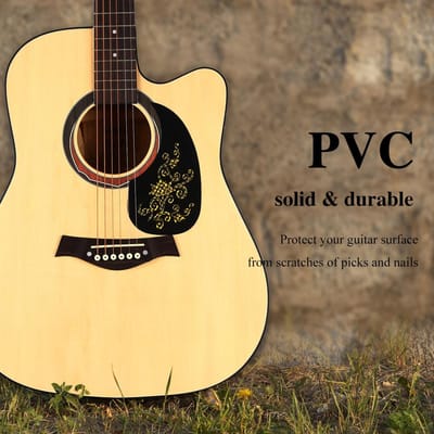 2 Stuks Komma Vormige Pickguard Pick Guard Sticker voor Akoestische Gitaar (Gouden Rank) black