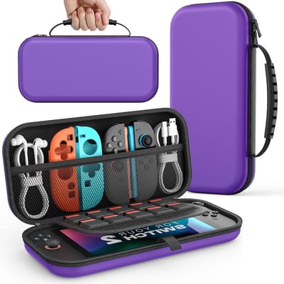 Draagbare Hard Shell Opbergtas voor Nintendo Switch 2, Bescherming, Reis, 10 Cartridges en Accessoires, Diep Paars