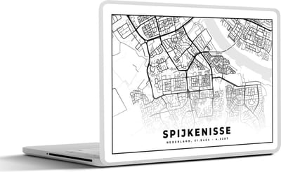 Laptop sticker - 12.3 inch - Kaart - Spijkenisse - Nederland - 30x22cm - Laptopstickers - Laptop skin - Cover