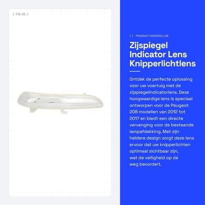 Dailygoods- Zijspiegel Indicatorlens - Vervanging voor 208 2012-2017 - Duurzaam ABS/Metaal - Waterdicht - Weerbestendig - Hoge lichtdoorlatendheid - Knipperlichtlens