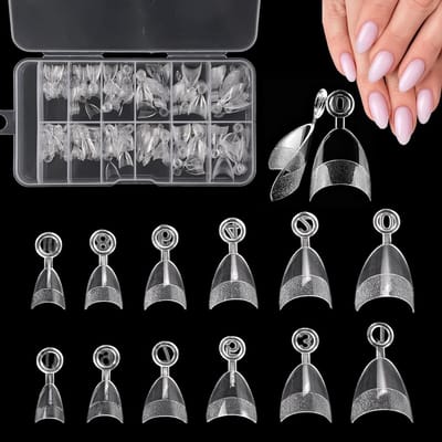 240 Stuks Kunstnageltips in 12 Maten, Korte Amandelvormige Nageltips voor Gelnagels, Ideaal voor Nagelsalons en Thuis Manicure, Inclusief Opbergdoos