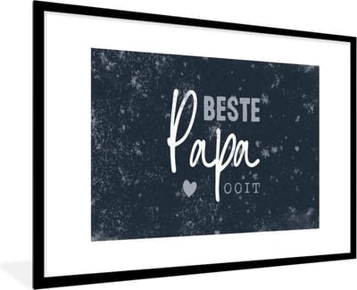 Fotolijst incl. Poster - Spreuken - Vaderdag cadeau - Quote - Papa - Beste papa ooit - 90x60 cm - Posterlijst