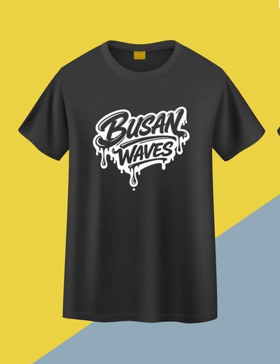 Busan Waves T-Shirt Unisex Zwart | Korea Streetwear Shirt | Busan & K-Culture Inspired | Maat XL - Akina Wear
