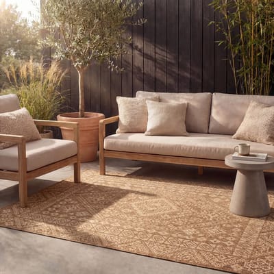Fraai Jute buitenkleed - Mavi Medaillon Bruin/Creme - 160x230cm