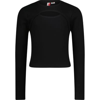 Vingino Girls G-basic-rib Detail T-shirt Deep Black Taglia: 6 | Camicie Outlet | kids | Nero