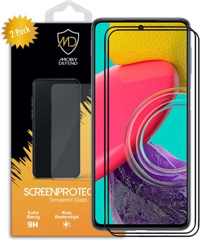 2-Pack MobyDefend Screenprotectors - Geschikt voor Samsung Galaxy M53 - Screensavers Met Zwarte Randen - Gehard Glas