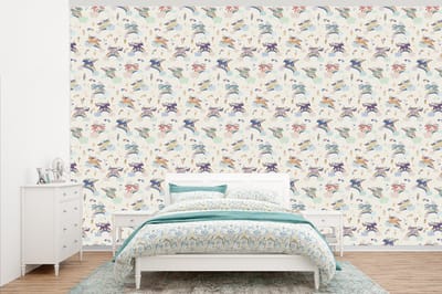 Behang - Fotobehang Unicorn - Regenboog - Patronen - Breedte 345 cm x hoogte 220 cm