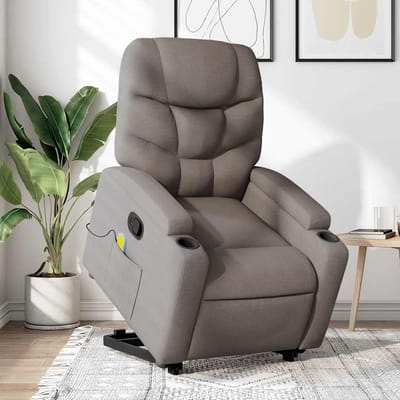 vidaXL - Sta-op-massagestoel - verstelbaar - stof - taupe