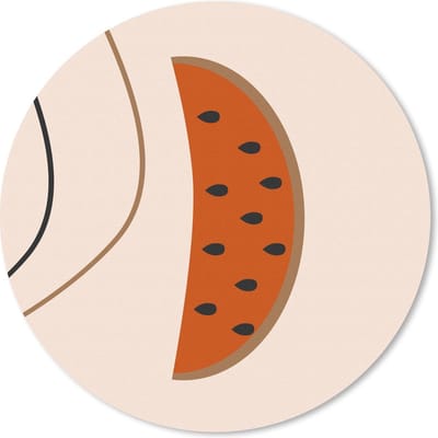 Muismat rond 20x20 cm - Mousepad Zomer - Watermeloen - Lijnen - Ronde muismatten
