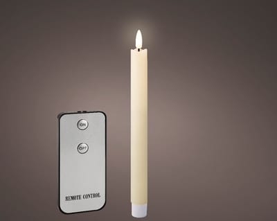 Lumineo | LED kaars met afstandsbediening | 4 Dinerkaarsen | Wax | Creme | 24cm | Flikkerende vlam | | Elektrische kaars | LED kaarsen met timer | Duurzaam | Veilig | Exclusief batterij AAA
