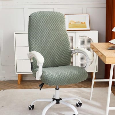 1 stuks Jacquard Stoelhoes Effen Kleur Vuilafstotende Zitovertrek Verwijderbare Stretch Bureaustoelhoes voor Computerkamer Thuis S Chair Cover gray