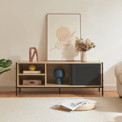 TV meubel Tysnes 120x40x45 cm eikenkleurig en zwart [en.casa]
